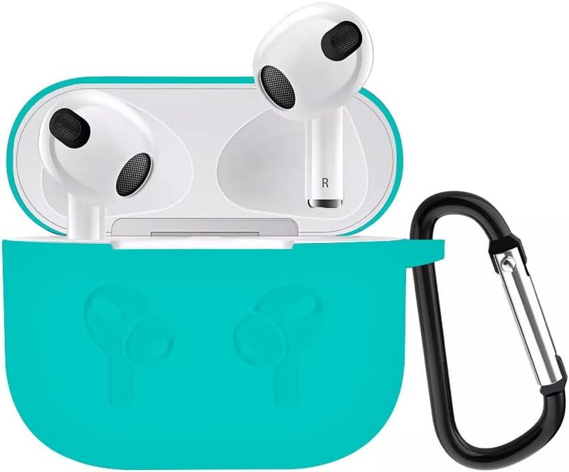 MARGOUN for Airpods 3 Case Cover Silicone with Clip, Airpods 3 Case 2021 3rd Generation (aqua)